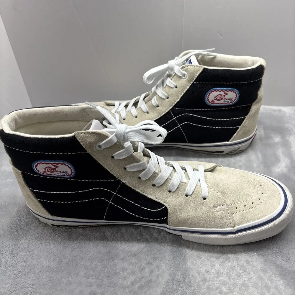 Vans Sk8-Hi Pro BMX Cream Black Graphic High Top Sneakers Mens 13